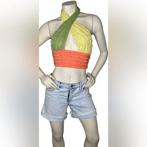 ROCK & REPUBLIC Light Acid Wash Fringed Cuff Bumpershoot Shorts, 10